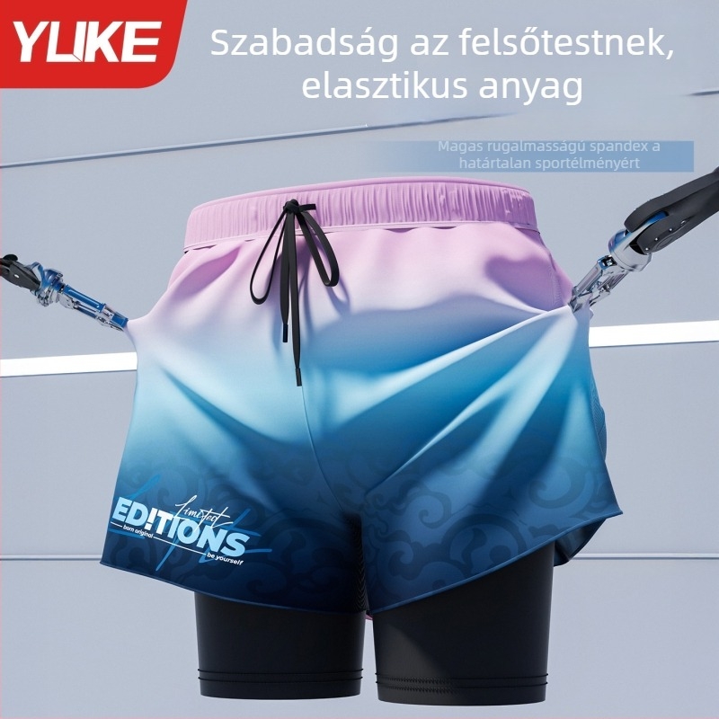 Férfi csíkos poliészter úszónadrág, kettős réteg, gyorsan száradó, briefs stílus, bélés poliészter, 180 g