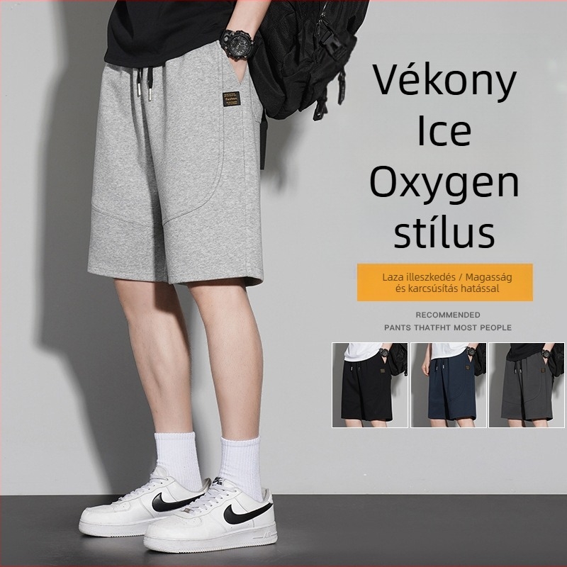 Férfi nyári rövidnadrág – 100% pamut, 300 g anyag, középmagasságú derek, húzózsinóros zárás, több zseb