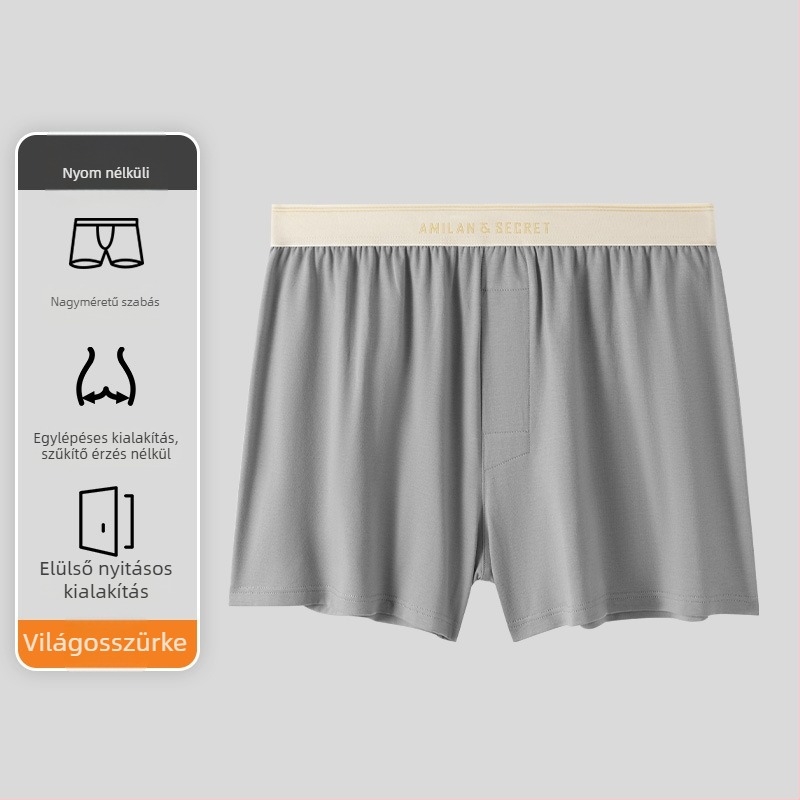 Férfi pamut kötött pizsama rövidnadrág, varrás nélküli, lélegző, gyorsan száradó, középmagas derekú