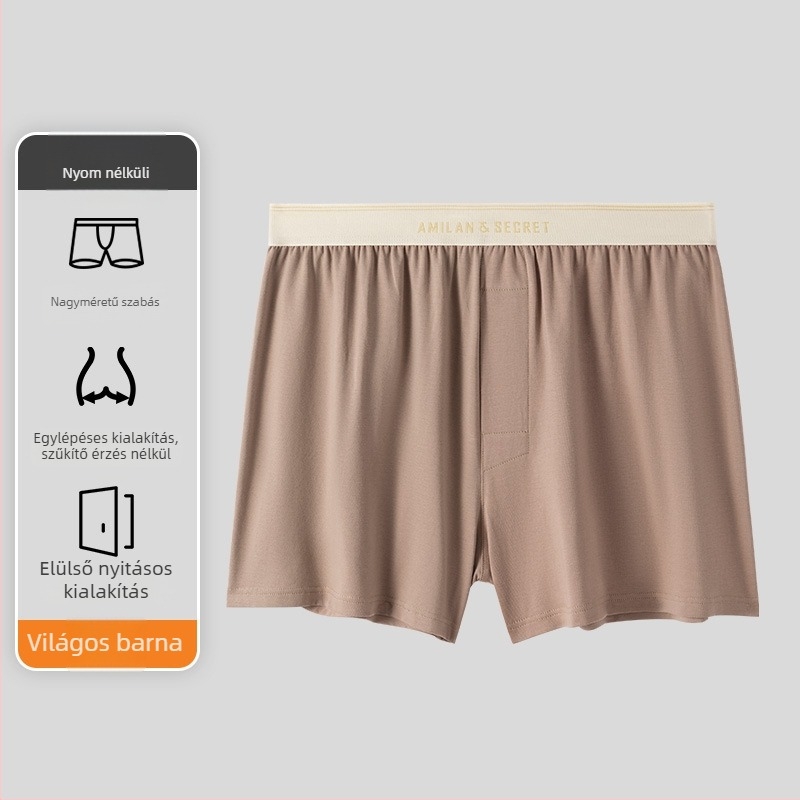 Férfi pamut kötött pizsama rövidnadrág, varrás nélküli, lélegző, gyorsan száradó, középmagas derekú