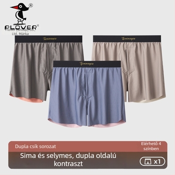 Férfi boxeralsó nylonból, középmagasságú derék, minta: csíkos/kockás, kötött