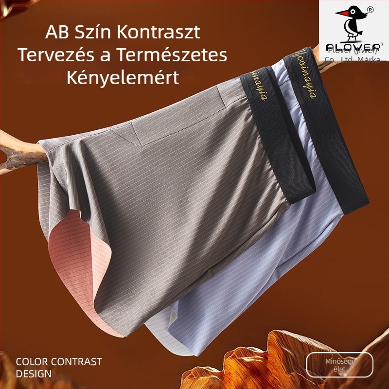 Férfi boxeralsó nylonból, középmagasságú derék, minta: csíkos/kockás, kötött