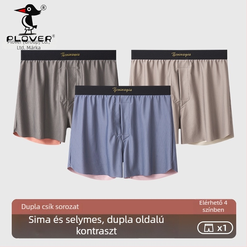 Férfi boxeralsó nylonból, középmagasságú derék, minta: csíkos/kockás, kötött