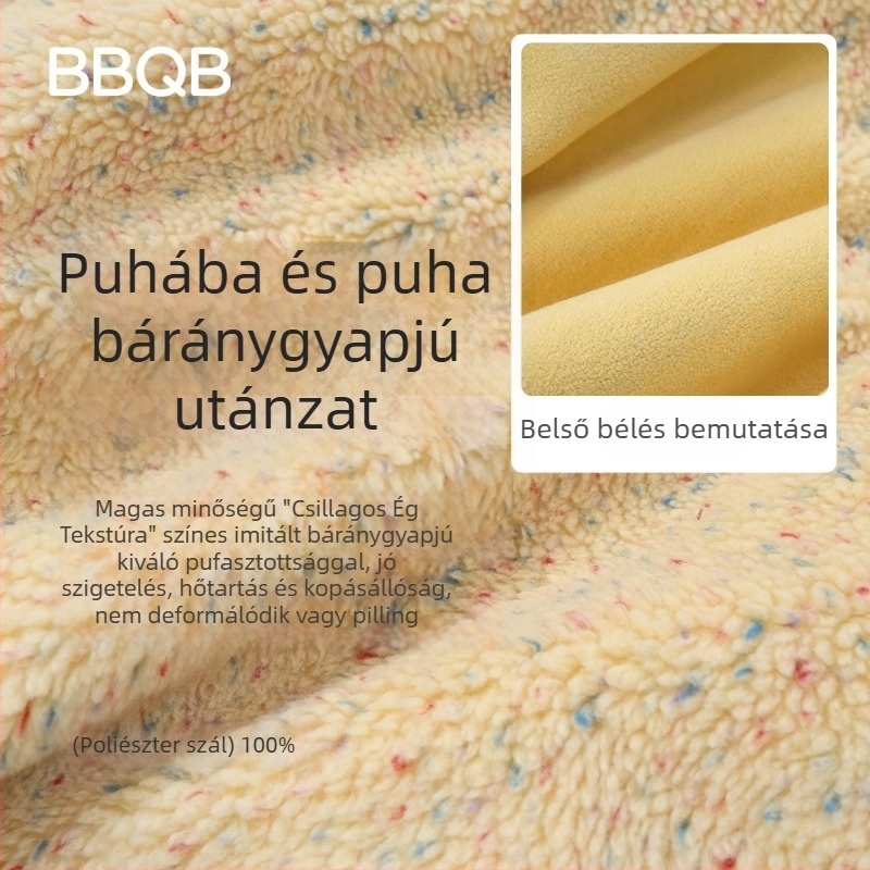 Gyerekek téli vastagított kabát álló gallérral, cipzárral, karikatúra mintával