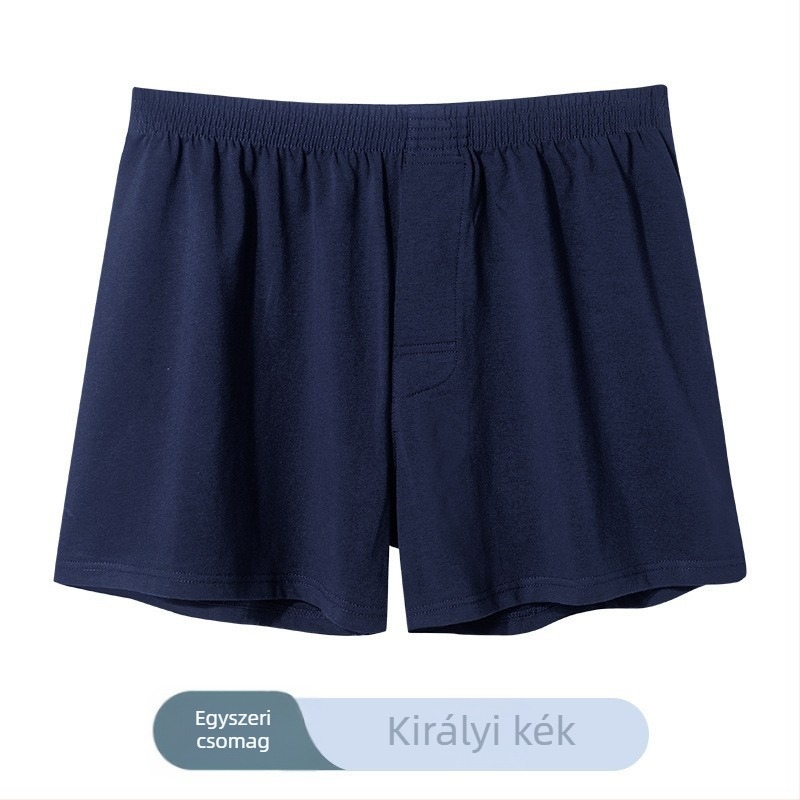 Férfi pamut boxer alsó, laza szabás, középmagas derekú, kötött anyag, 90–95% pamut.