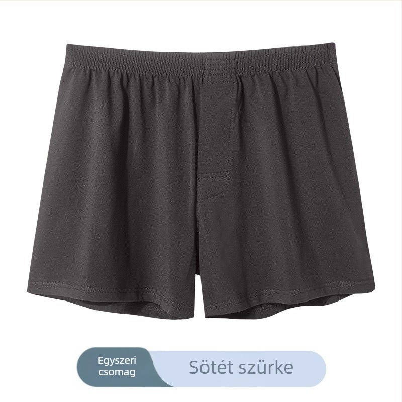 Férfi pamut boxer alsó, laza szabás, középmagas derekú, kötött anyag, 90–95% pamut.