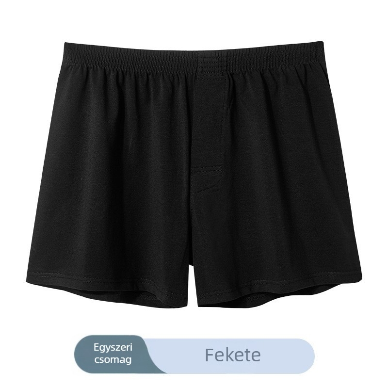 Férfi pamut boxer alsó, laza szabás, középmagas derekú, kötött anyag, 90–95% pamut.