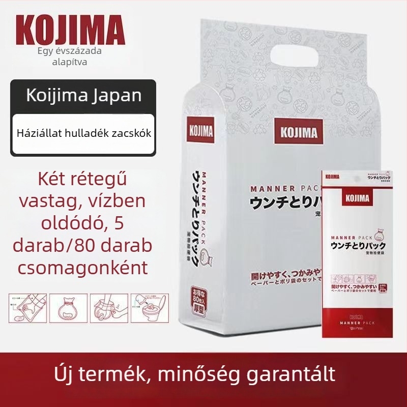 Biodegradálható hordozható kutyapiszok zacskók, papír/plasztik zacskók, 5/80 darab