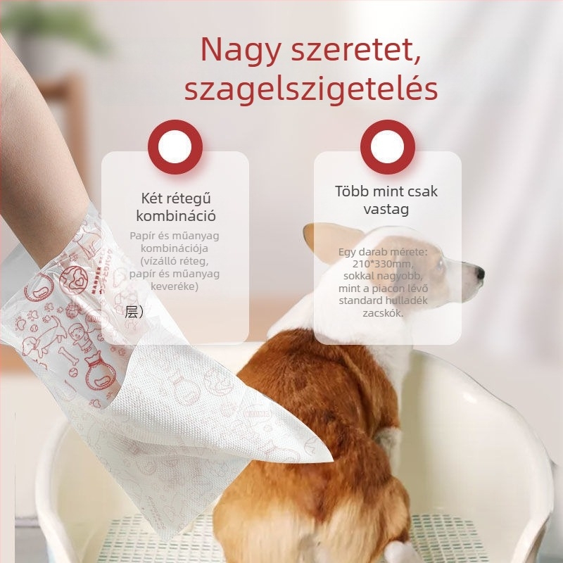 Biodegradálható hordozható kutyapiszok zacskók, papír/plasztik zacskók, 5/80 darab