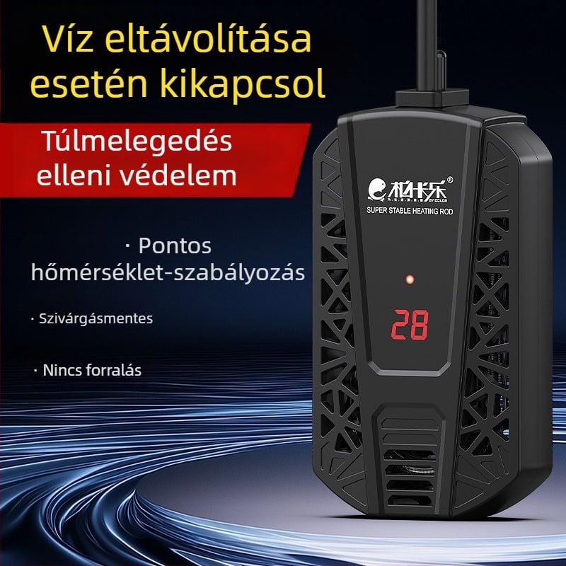 Teknős melegítő rúd automatikus hőmérséklet-szabályozással, túlmelegedés elleni védelemmel és száraz égés elleni védelemmel, kis akváriumokhoz