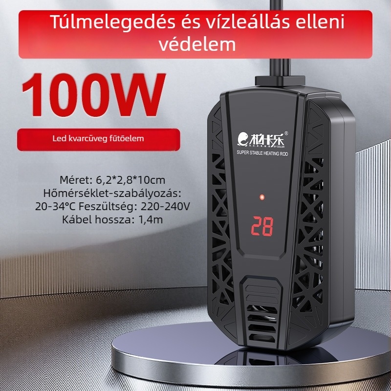 Teknős melegítő rúd automatikus hőmérséklet-szabályozással, túlmelegedés elleni védelemmel és száraz égés elleni védelemmel, kis akváriumokhoz