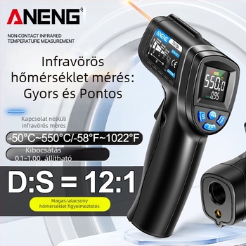 ANENG infravörös hőmérő ipari használatra — 0,5 s válaszidő, AA elem