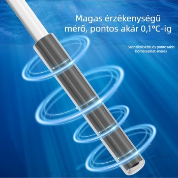 Akvarisztikai hőmérő, nagy pontosságú, nagy kijelzővel és kampóval