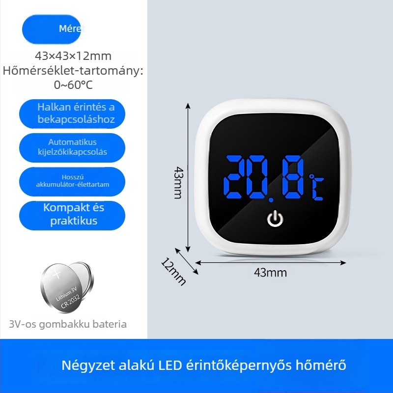 Akvarisztikai hőmérő, nagy pontosságú, nagy kijelzővel és kampóval