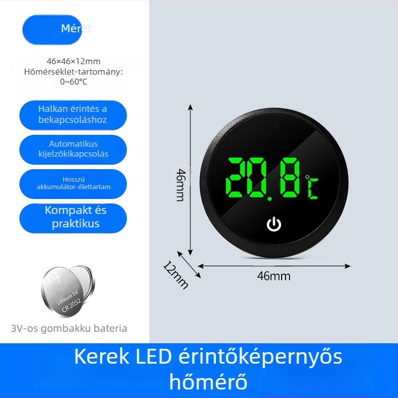 Akvarisztikai hőmérő, nagy pontosságú, nagy kijelzővel és kampóval