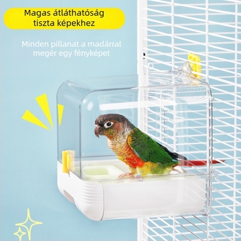 Madarfürdető kád szökésbiztos dizájnnal – készlet tartozékokkal, PET+ABS anyag, kis madarak számára