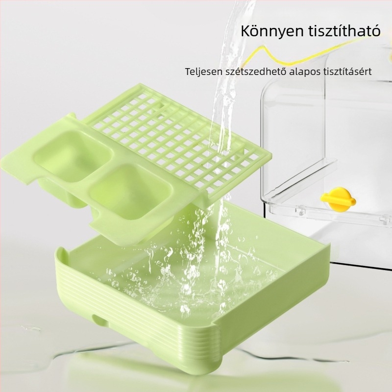 Madarfürdető kád szökésbiztos dizájnnal – készlet tartozékokkal, PET+ABS anyag, kis madarak számára