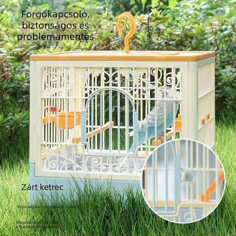 Madárketrec – Papagáj Villa, lélegző, hordozható, panorámás nézet, műanyag