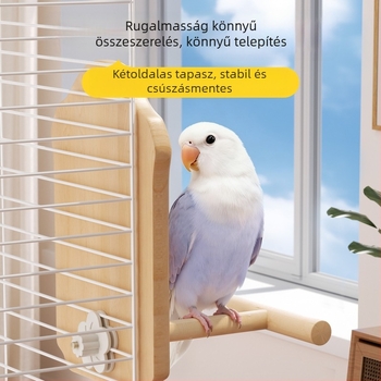 Papagáj tükrös játékfaállvánnyal (Anti-eltérési tervezés, Görgő nélkül, Madarak számára)