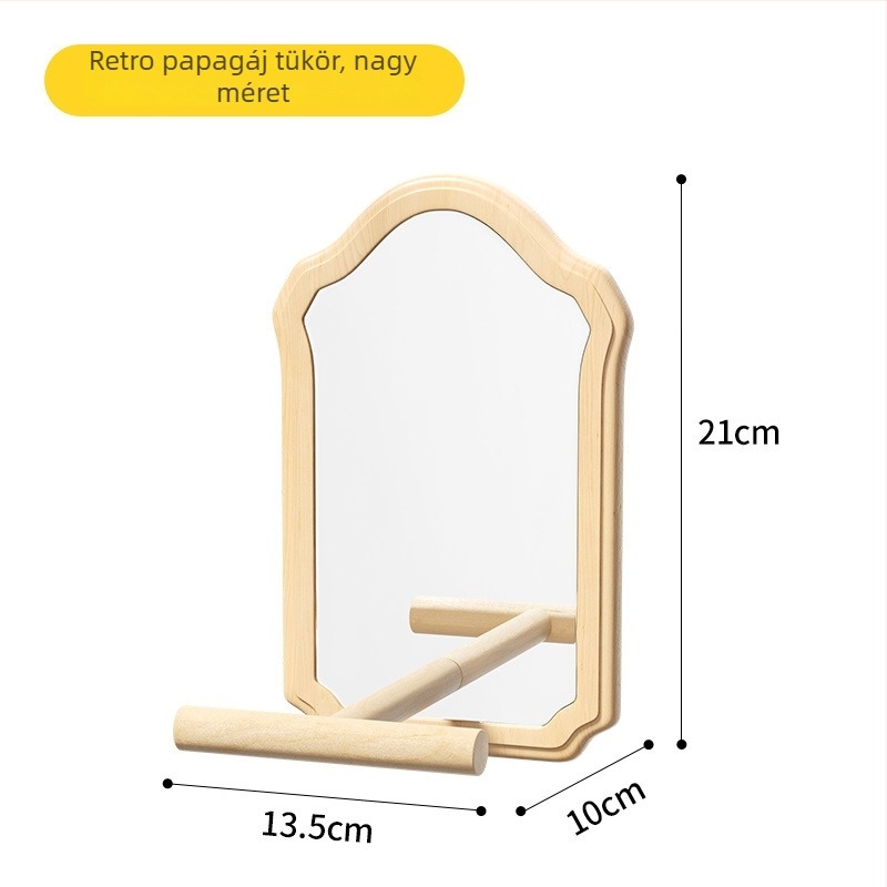 Papagáj tükrös játékfaállvánnyal (Anti-eltérési tervezés, Görgő nélkül, Madarak számára)
