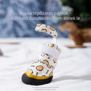 Kutyacipő – fleece béléssel, vastagított, csúszásmentes, kopásálló; gumítható talp; vízálló és meleg; rajzfilm stílus; univerzális használat; Hippie Dog márka