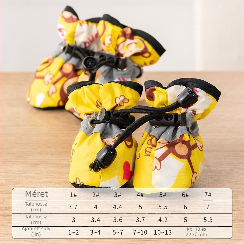 Kutyacipők puha talppal, légáteresztő anyag, majom mintázat, csúszásmentes talp