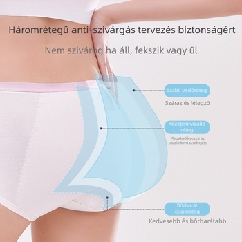 Tinédzser lányok menstruációs alsóneműje – Cartoon mintás, fő anyag 46% pamut, 5% spandex a gáttáji részen, középmagas derekú, 13–18 éveseknek