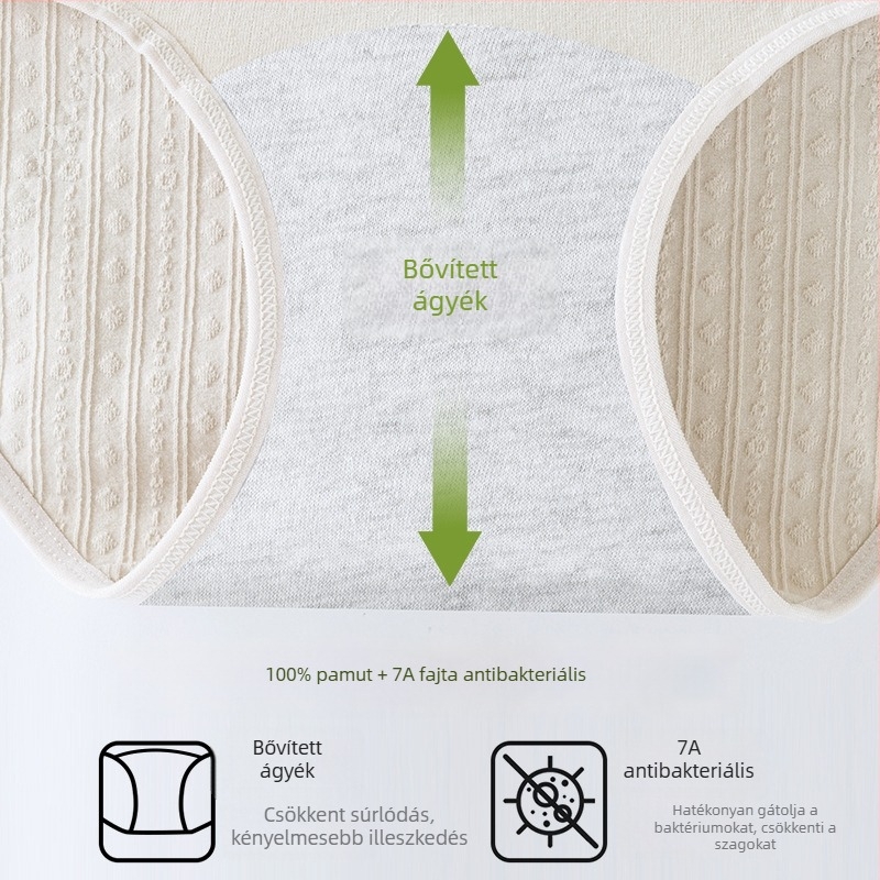Pamutból készült női alsónemű középmagas derekú, lélegző, antibakteriális ágyéktáji jacquard mintázattal
