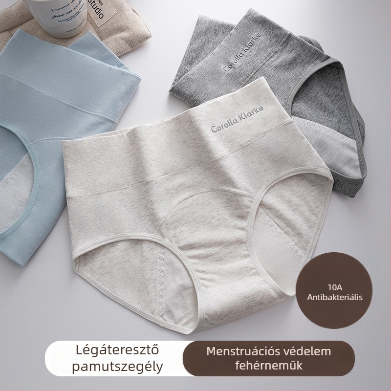 Pamut női alsónemű magas derekú, lélegző és antibakteriális; fő anyag: pamut, ágyék rész 100% pamut.