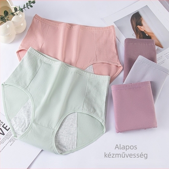 Női menstruációs bugyi, magas derekú, külső anyag 95% pamut, belső rész 100% pamut, fiziológiai védelem