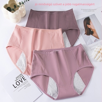Női menstruációs bugyi, magas derekú, külső anyag 95% pamut, belső rész 100% pamut, fiziológiai védelem