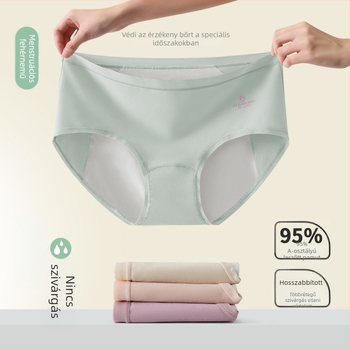 Női fiziológiás fehérnemű: 95% pamut, 5% spandex; anyag: fésült pamut; antibakteriális és lélegző; ágyék alatti bélés pamutból; középmagas derekú