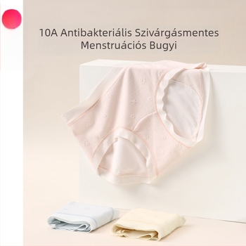 Női antibakteriális menstruációs alsónemű középmagas derekú védelemmel a szivárgás ellen; fő anyag: pamut-modál-spandex; intim rész: viszkóz-spandex-nylon