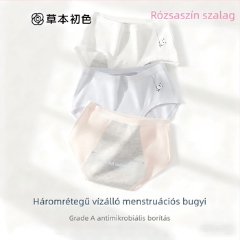 Női menstruációs fehérnemű pamutból, antibakteriális, nem szorít, hosszított középtájt, szivárgás elleni védelem