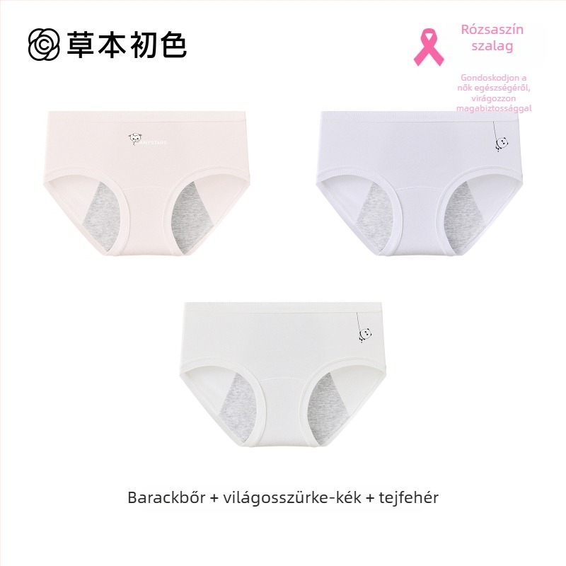 Női menstruációs fehérnemű pamutból, antibakteriális, nem szorít, hosszított középtájt, szivárgás elleni védelem
