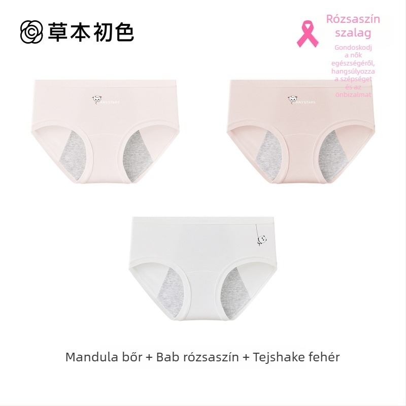 Női menstruációs fehérnemű pamutból, antibakteriális, nem szorít, hosszított középtájt, szivárgás elleni védelem