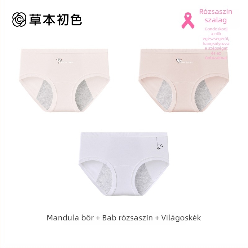 Női menstruációs fehérnemű pamutból, antibakteriális, nem szorít, hosszított középtájt, szivárgás elleni védelem