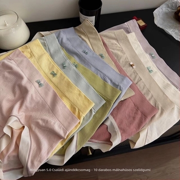 Női nylon alsónemű Mulberry selyem béléssel, középmagas derekú, lélegző, varrás nélküli, fenékemelés és haskontroll, 10 darabos ajándékdoboza