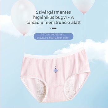 Női menstruációs alsónemű, antibakteriális és szivárgás elleni, Modal anyag 46%, ágyéki bélés 75% pamut, varrat nélküli