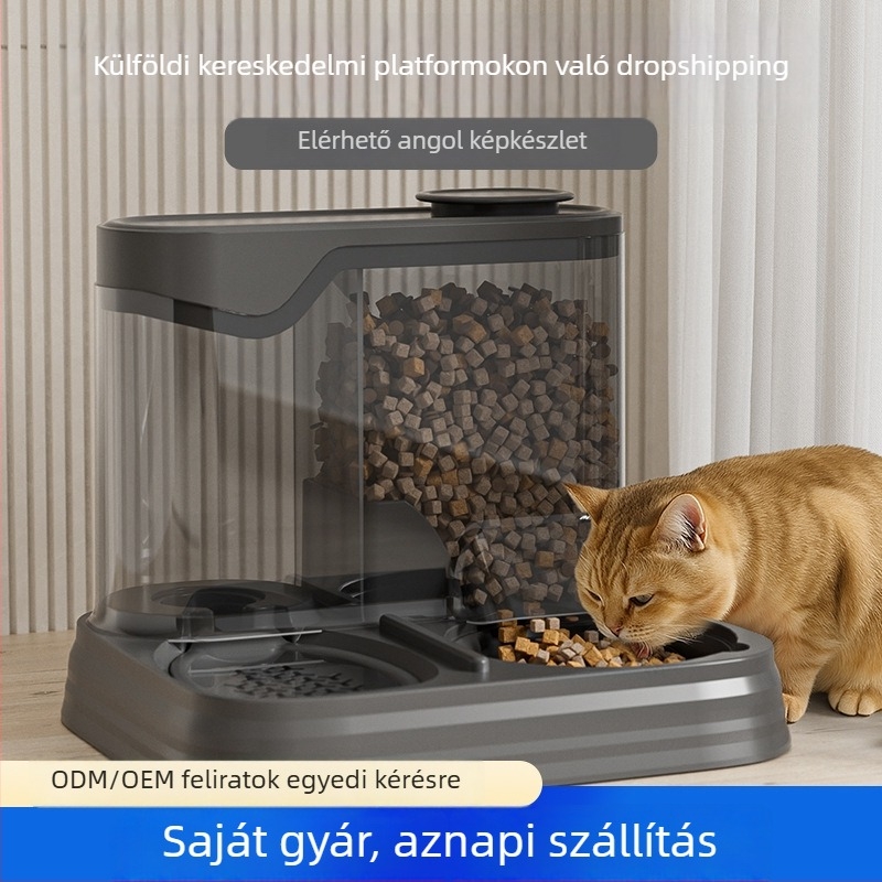 Automata macska etető- és vízadagoló készlet, macskatálat tartalmaz