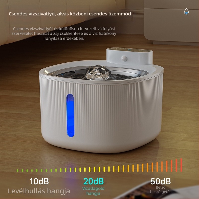 Macska vízforrás automata érzékelővel, levehető, három üzemmód, vízhiány értesítés