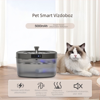 Háziállatok számára vízadagoló szűrővel, csendes, nagy kapacitású, levehető, macskák és kutyák számára