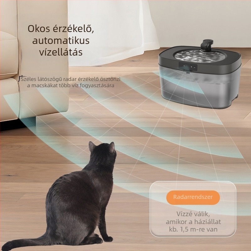 Háziállatok számára vízadagoló szűrővel, csendes, nagy kapacitású, levehető, macskák és kutyák számára