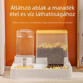 Macska automata etető készülék integrált vízadagolóval és tál