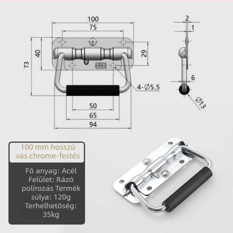 Beronsel 304 rozsdamentes acél doboz fogantyú, hajtogatható, krómozott