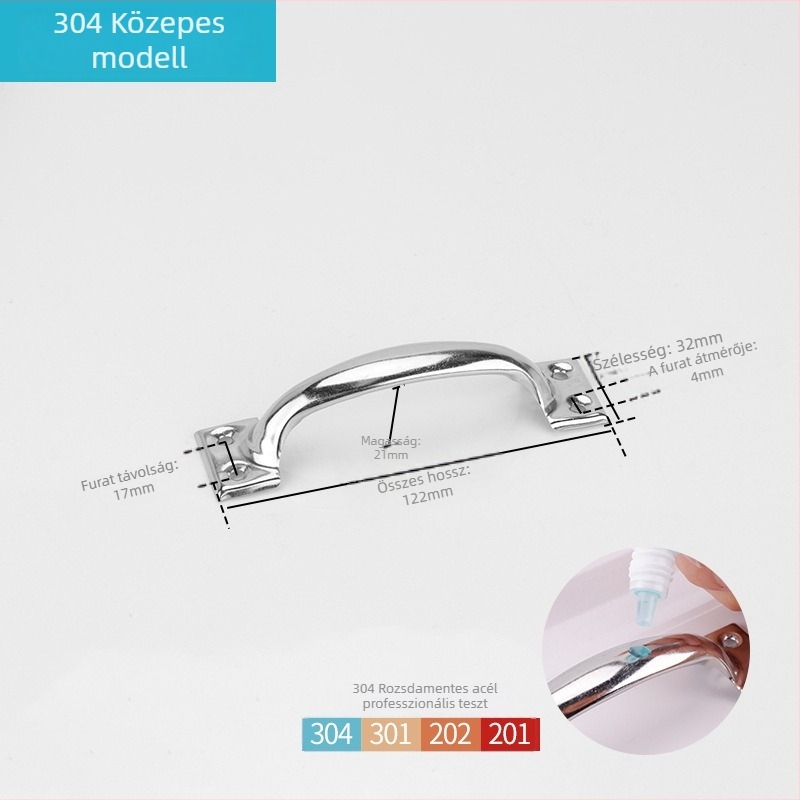 Ív alakú rozsdamentes acél ajtónyél, PH-0003 modell, Flat Ring márka, modern letisztult stílus.