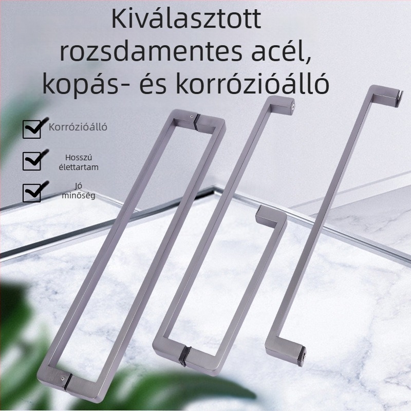 Zuhanykabin ajtóhoz fogó, rozsdamentes acél, 1020 minimalista modell, négyzetcsöves kialakítás, modern stílus