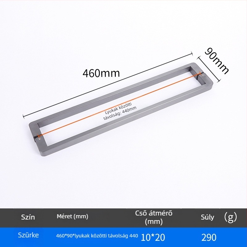 Zuhanykabin ajtóhoz fogó, rozsdamentes acél, 1020 minimalista modell, négyzetcsöves kialakítás, modern stílus