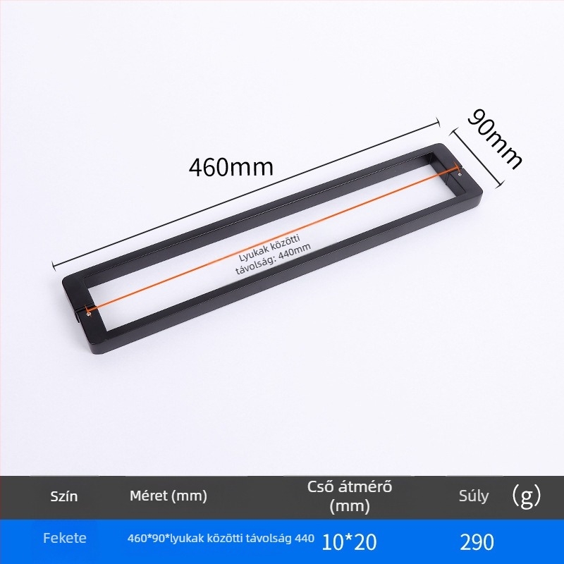 Zuhanykabin ajtóhoz fogó, rozsdamentes acél, 1020 minimalista modell, négyzetcsöves kialakítás, modern stílus