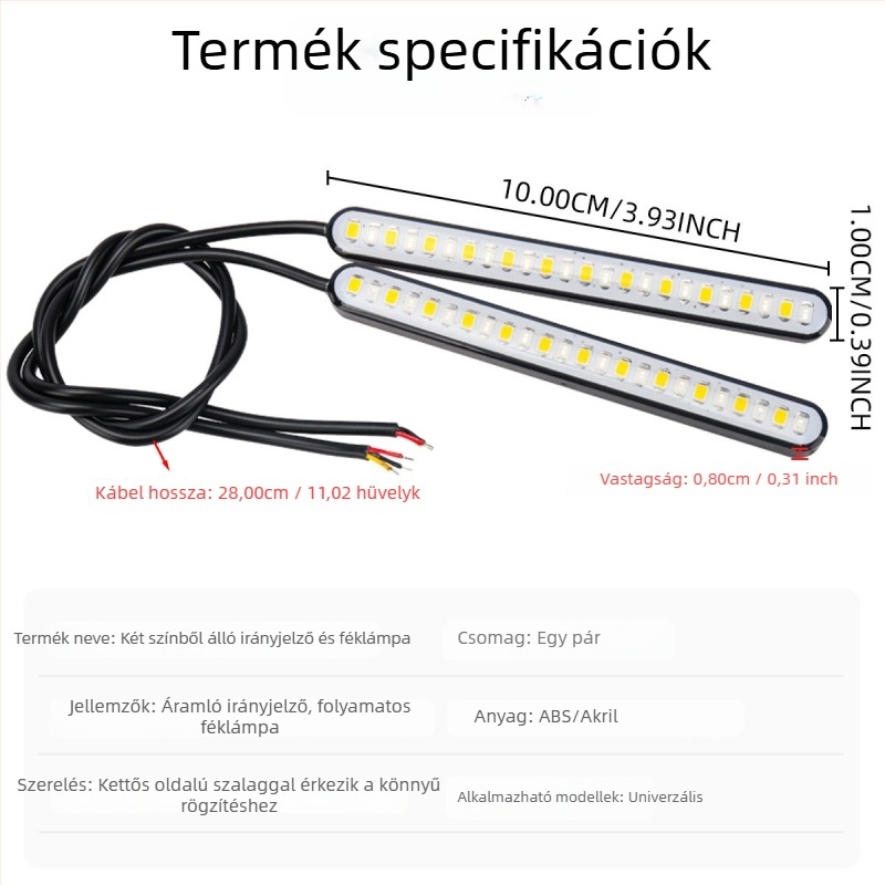 LED két színű, folyó víz effektus irányjelző és rendszámtábla világítás elektromos motorkerékpárokhoz – motor269 modell, 12V